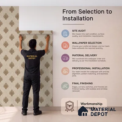 1306 | 10 Meter x 21 Inches Damask Look Wallpaper - 57.41 Sq. Ft. | Minimum 15% wastage during installation