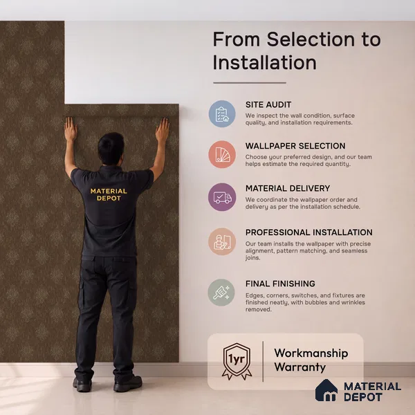 1307 | 10 Meter x 21 Inches Damask Look Wallpaper - 57.41 Sq. Ft. | Minimum 15% wastage during installation