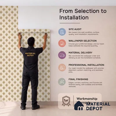 1308 | 10 Meter x 21 Inches Damask Look Wallpaper - 57.41 Sq. Ft. | Minimum 15% wastage during installation