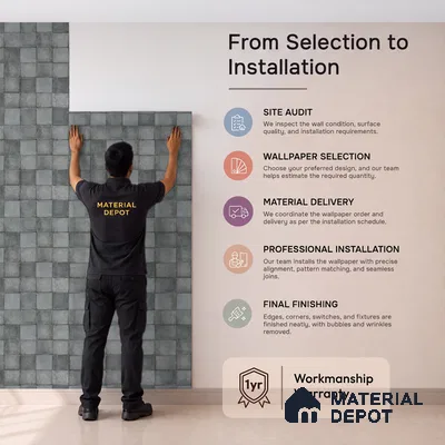 1334 | Blue Grey Basketweave Square Tile Patterned Wallpaper - 10 Meter x 21 Inches, 57.41 Sq. Ft. (Min. 15% Wastage)