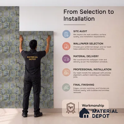 MH 249 | Grey & Gold Hexagon Marble Trellis Patterned Wallpaper - 10 Meter x 21 Inches, 57.37 Sq. Ft.