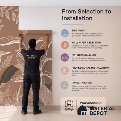 Botanical Muse Tropical Soft Feel Customized Wallpaper, Brown Background