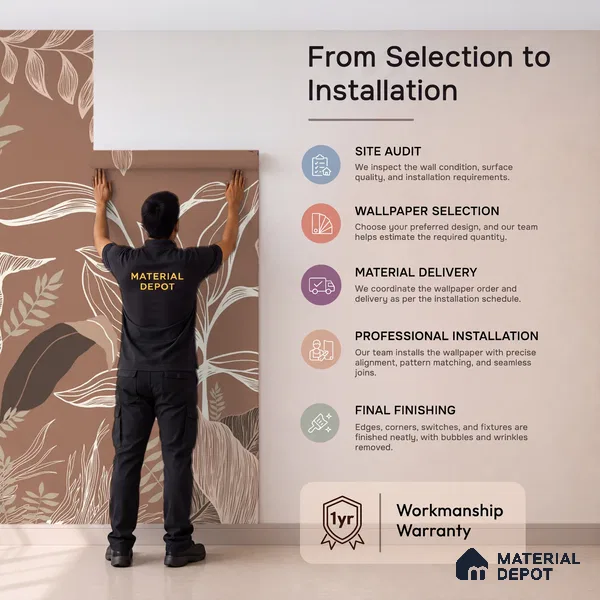 Botanical Muse Tropical Soft Feel Customized Wallpaper, Brown Background