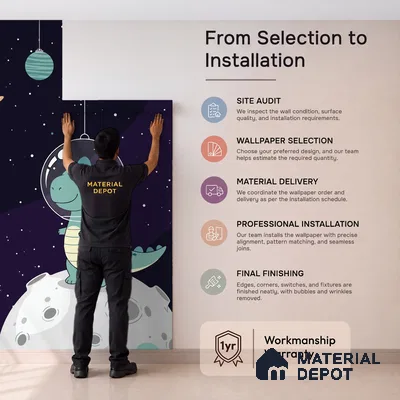 Exploring Outer Space and the Universe Wallpaper Among Twinkling Stars | WP 05247 B Non Woven | 150 GSM WP01MTF Paper | (MOQ = 30 Sq. Ft.)