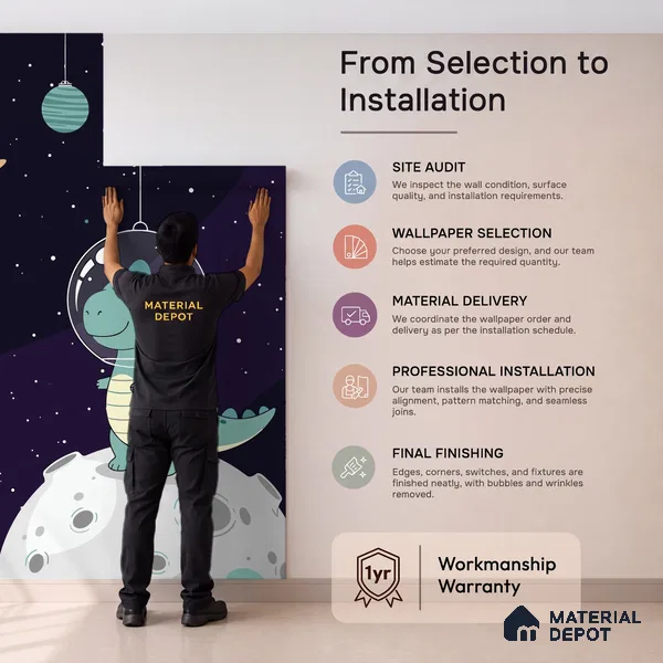 Exploring Outer Space and the Universe Wallpaper Among Twinkling Stars | WP 05247 Canvas | 250 GSM WP01CNF Paper | (MOQ = 30 Sq. Ft.)