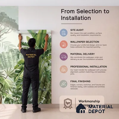 Tropical Bliss Wall Mural Wallpaper with Lush Plants and Exotic Details | WP 05281 Canvas | 250 GSM WP01CNF Paper | (MOQ = 30 Sq. Ft.)