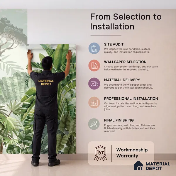 Tropical Bliss Wall Mural Wallpaper with Lush Plants and Exotic Details | WP 05281 Canvas | 250 GSM WP01CNF Paper | (MOQ = 30 Sq. Ft.)