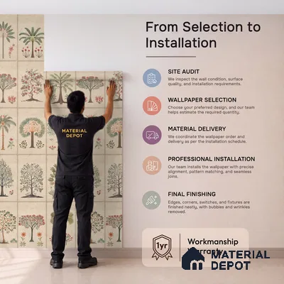 Beige Botanical Bliss Handmade wallpaper Customised for Walls