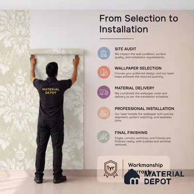 6840-2 | 5 Meter x 42 Inches Damask Look Wallpaper - 57.41 Sq. Ft.