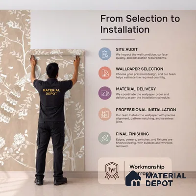Morni, Peacock Chinoiserie Sandstone Wallpaper, Clay Beige Customised Wallpaper