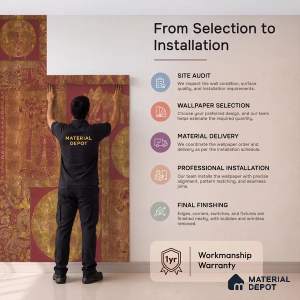 Geet Madhubani Customized Wallpaper Sandstone(Super Luxury)