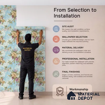 20-555-20 | Blue Cabbage Rose Floral Wallpaper - 10 Meter x 21 Inches, 57.41 Sq. Ft.