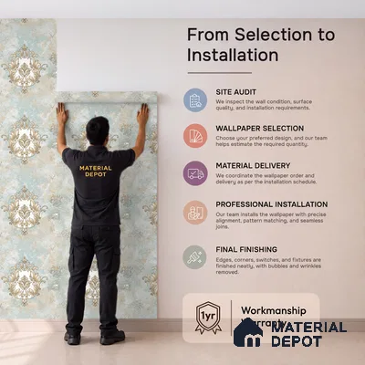 39-555-39 | 10 Meter x 21 Inches Damask Look Wallpaper - 57.41 Sq. Ft.