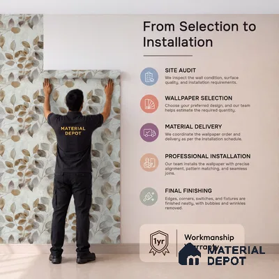 2105 -2 | Grey Brown Falling Leaves Floral Wallpaper - 10 Meter x 21 Inches, 57.41 Sq. Ft.