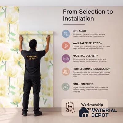TC 709 | Yellow Magnolia Bloom Floral Wallpaper - 5 Meter x 42 Inch, 57 Sq. Ft.