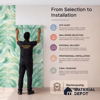 TC 720 | Teal Green Feather Plume Abstract Look Wallpaper 5 Meter x 42 Inch - 57 Sq. Ft.