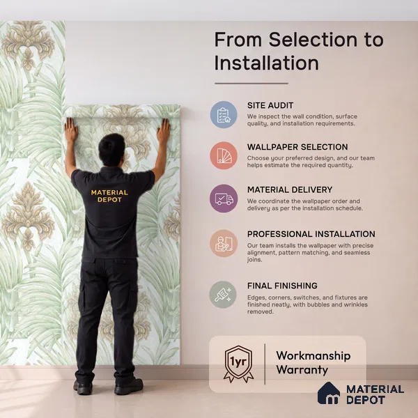 TC 726 | Mint Green Palm Damask Floral Wallpaper - 5 Meter x 42 Inch, 57 Sq. Ft.