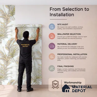 TC 730 | Gold Beige Feather Palm Floral Wallpaper - 5 Meter x 42 Inch, 57 Sq. Ft.