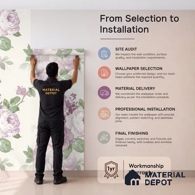 81398-2 | Ivory Lilac Rose Trail Floral Wallpaper - 5 Meter x 42 Inch, 57 Sq. Ft.