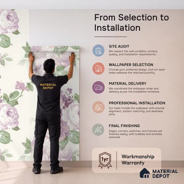 81398-2 | Ivory Lilac Rose Trail Floral Wallpaper - 5 Meter x 42 Inch, 57 Sq. Ft.