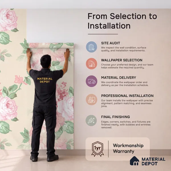 81398-3 | Peach Pink Rose Trail Floral Wallpaper - 5 Meter x 42 Inch, 57 Sq. Ft.
