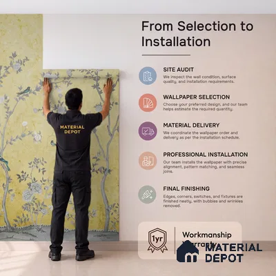 Yellow Aura in the Garden, Luxury Chinoiserie Wallcovering Sukoon Series Canvas Chinoserie Design (Customised Size Wallpaper)