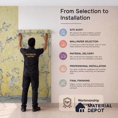 Yellow Aura in the Garden, Luxury Chinoiserie Wallcovering Sukoon Series Handmade Chinoserie Design (Customised Size Wallpaper)