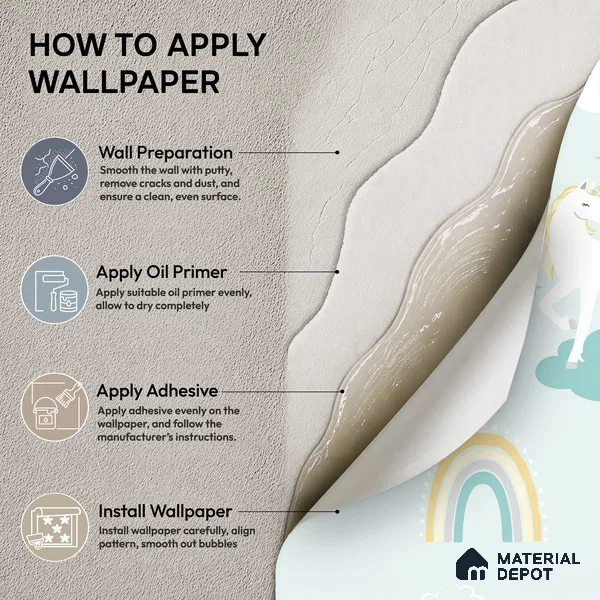 5148-1 | Mint Green Castle & Unicorn PVC Patterned Wallpaper - 5 Meter x 42 Inch, 57 Sq. Ft. (Min. 15% Wastage)