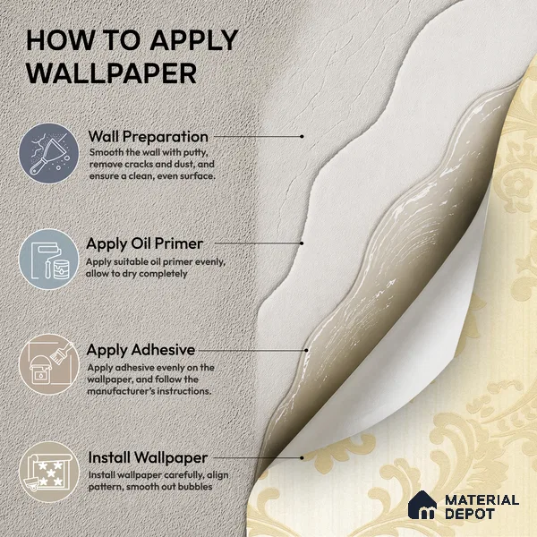 88477-1 | 5 Meter x 42 Inch PVC Damask Look Wallpaper - 57 Sq. Ft. | Minimum 15% wastage during installation