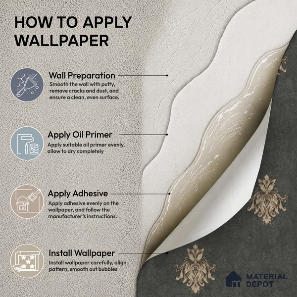 74024-5 | 5 Meter x 42 Inch PVC Damask Look Wallpaper - 57 Sq. Ft. | Minimum 15% wastage during installation