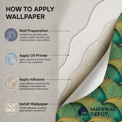TC 701 | Green & Gold Scallop Fan Patterned Wallpaper - 5 Meter x 42 Inch, 57 Sq. Ft.