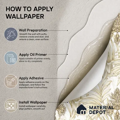 TC 729 | Cream Gold Palm Damask Floral Wallpaper - 5 Meter x 42 Inch, 57 Sq. Ft.