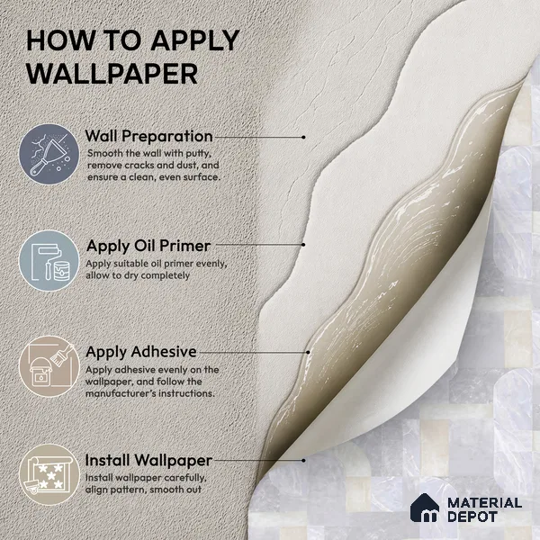 OR03-1 | White & Lavender Marble Block Mosaic PVC Patterned Wallpaper - 5 Meter x 42 Inch, 57 Sq. Ft. (Min. 15% Wastage)