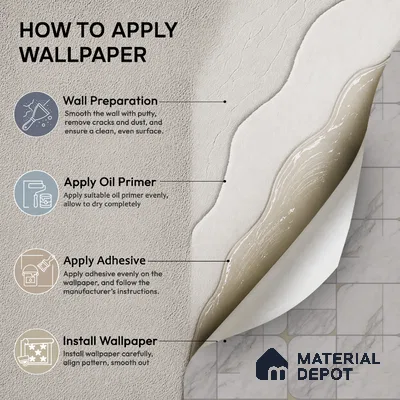 M21-4 | Grey Marble Rounded Tile Grid Patterned Wallpaper - 10 Meter x 21 Inches, 57.37 Sq. Ft. (Min. 15% Wastage)
