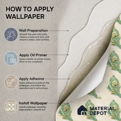 17-555-17 | Cream Peacock Feather Patterned Wallpaper - 10 Meter x 21 Inches, 57.41 Sq. Ft.