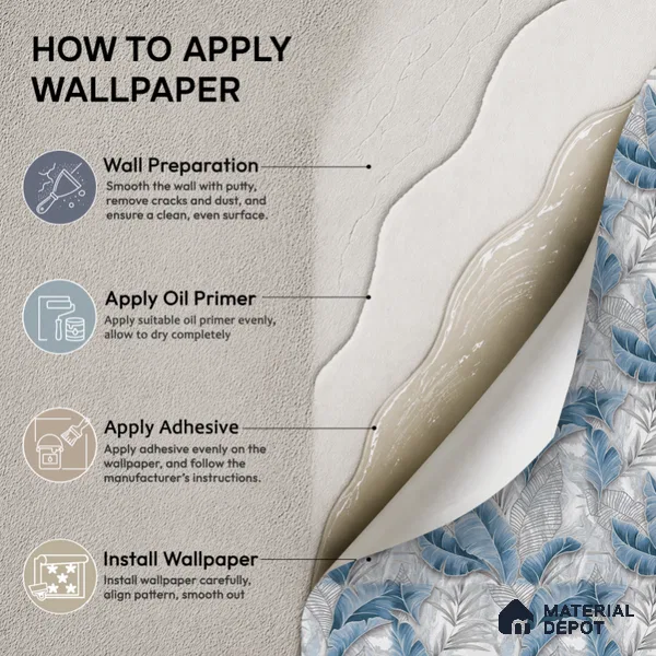 25-555-25 | Denim Blue Banana Leaf Floral Wallpaper - 10 Meter x 21 Inches, 57.41 Sq. Ft.