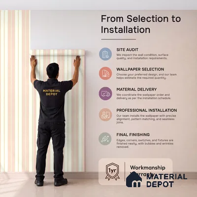 KD4014-1 | 10 Meter x 21 Inches Stripes Look Wallpaper - 57.41 Sq. Ft. | Minimum 15% wastage during installation