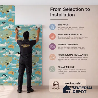 KD4070-4 | 10 Meter x 21 Inches Map Look Wallpaper - 57.41 Sq. Ft. | Minimum 15% wastage during installation