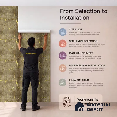 WK25-2506 | Bronze & Gold Crackle Plaster Patterned Wallpaper - 10 Meter x 21 Inches, 57.41 Sq. Ft. (Min. 15% Wastage)