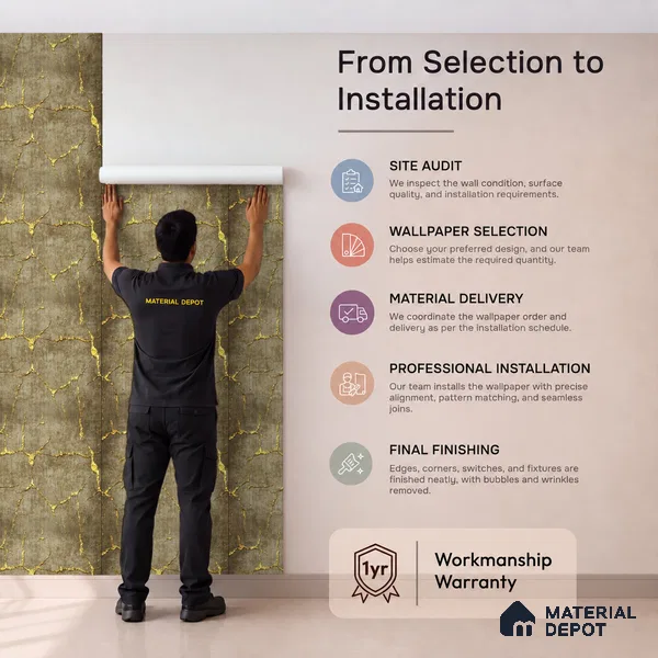 WK25-2506 | Bronze & Gold Crackle Plaster Patterned Wallpaper - 10 Meter x 21 Inches, 57.41 Sq. Ft. (Min. 15% Wastage)