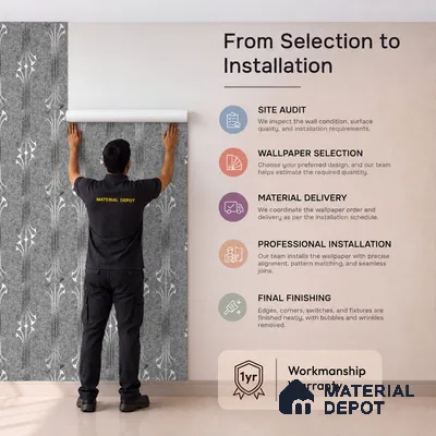 WK25-2537 | Grey & Silver Art Deco Fountain Patterned Wallpaper - 10 Meter x 21 Inches, 57.41 Sq. Ft. (Min. 15% Wastage)