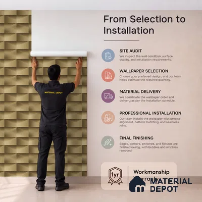 ST021086 | Gold Brick Block PVC Geometric Wallpaper - 10.05 Meter x 20.86 Inches, 57.33 Sq. Ft. (Min. 15% Wastage)