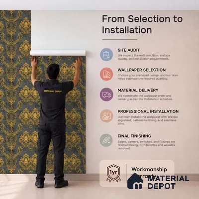FE504-5 | 10 Meter x 21 Inch PVC Damask Look Wallpaper - 57 Sq. Ft. | Minimum 15% wastage during installation