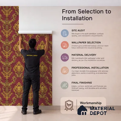 FE504-4 | 10 Meter x 21 Inch PVC Damask Look Wallpaper - 57 Sq. Ft. | Minimum 15% wastage during installation