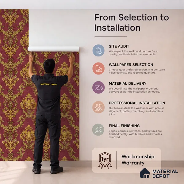 FE504-4 | 10 Meter x 21 Inch PVC Damask Look Wallpaper - 57 Sq. Ft. | Minimum 15% wastage during installation