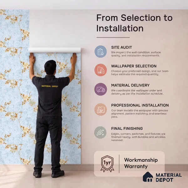 FE508-2 | Ice Blue Gold Blossom PVC Floral Wallpaper - 10 Meter x 21 Inch, 57 Sq. Ft. (Min. 15% Wastage)