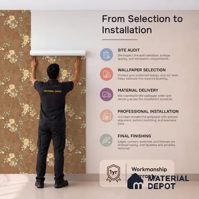 FE508-1 | Rust Brown Peach Blossom PVC Floral Wallpaper - 10 Meter x 21 Inch, 57 Sq. Ft. (Min. 15% Wastage)