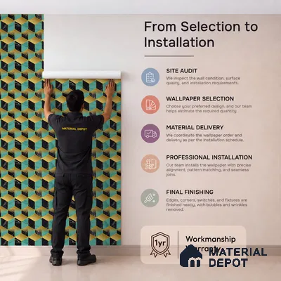 FE510-2 | Teal Cube Marble PVC Geometric Wallpaper - 10 Meter x 21 Inch, 57 Sq. Ft. (Min. 15% Wastage)