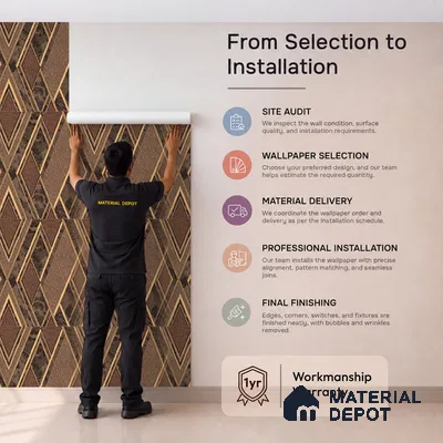 AA100105 | Copper Gold Diamond Trellis PVC Geometric Wallpaper - 9.5 Meter x 21 Inch, 55 Sq. Ft. (Min. 15% Wastage)
