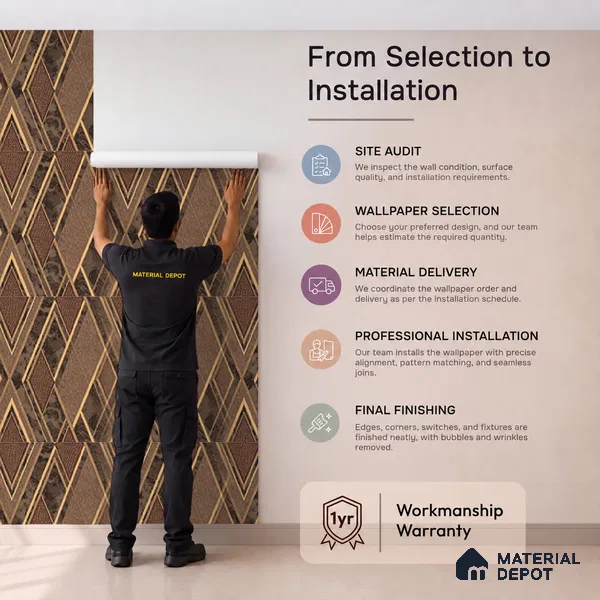 AA100105 | Copper Gold Diamond Trellis PVC Geometric Wallpaper - 9.5 Meter x 21 Inch, 55 Sq. Ft. (Min. 15% Wastage)